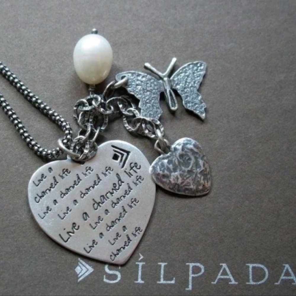 Silpada Sterling Silver Live A Charmed Life Pearl Necklace N2199